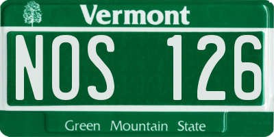 VT license plate NOS126