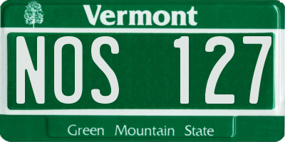 VT license plate NOS127