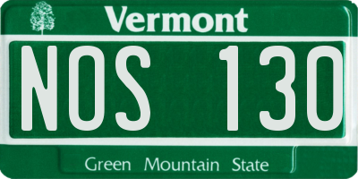 VT license plate NOS130