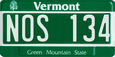VT license plate NOS134