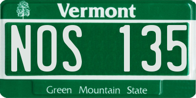 VT license plate NOS135