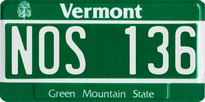 VT license plate NOS136