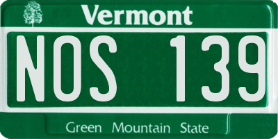 VT license plate NOS139