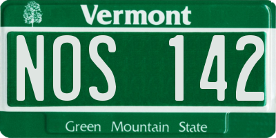 VT license plate NOS142