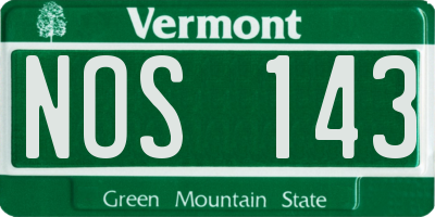 VT license plate NOS143