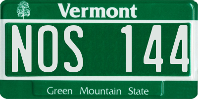 VT license plate NOS144