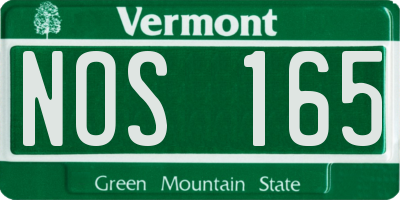 VT license plate NOS165
