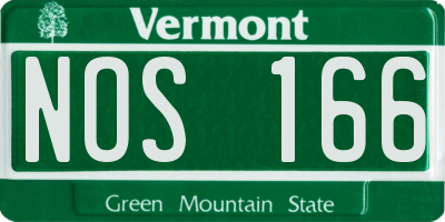 VT license plate NOS166