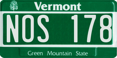 VT license plate NOS178