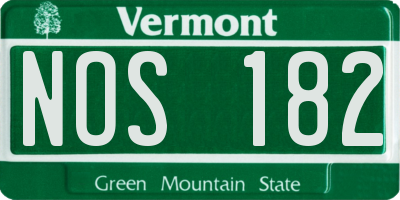 VT license plate NOS182