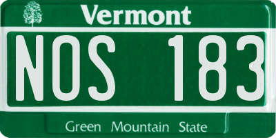 VT license plate NOS183