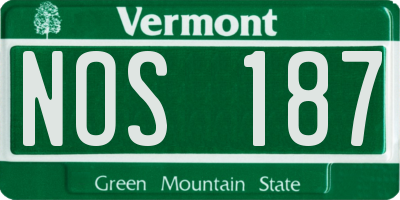 VT license plate NOS187