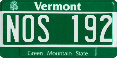 VT license plate NOS192