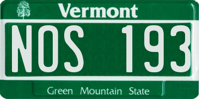 VT license plate NOS193