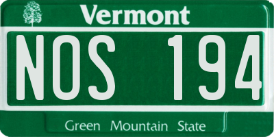 VT license plate NOS194
