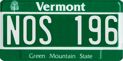 VT license plate NOS196