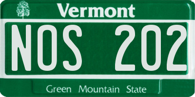 VT license plate NOS202