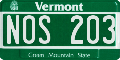 VT license plate NOS203