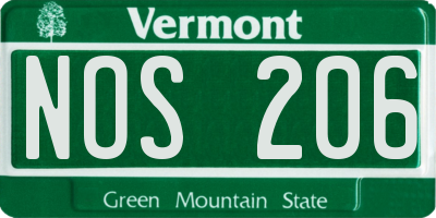 VT license plate NOS206