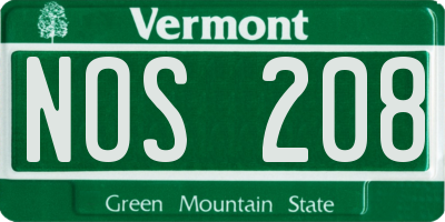 VT license plate NOS208
