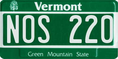 VT license plate NOS220