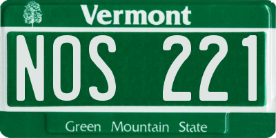 VT license plate NOS221
