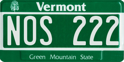 VT license plate NOS222