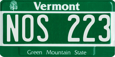 VT license plate NOS223