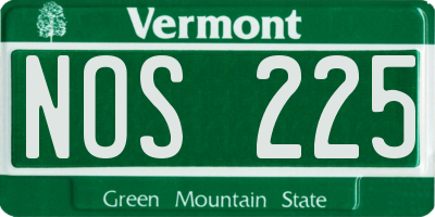 VT license plate NOS225