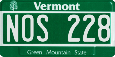 VT license plate NOS228