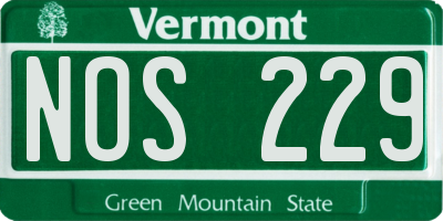 VT license plate NOS229