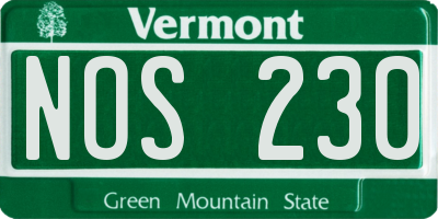 VT license plate NOS230