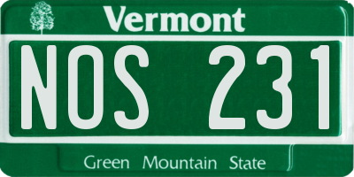 VT license plate NOS231