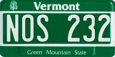 VT license plate NOS232