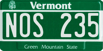 VT license plate NOS235
