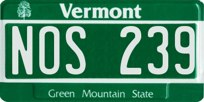 VT license plate NOS239