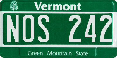 VT license plate NOS242