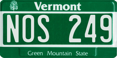 VT license plate NOS249