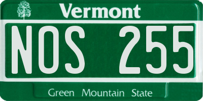 VT license plate NOS255