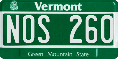 VT license plate NOS260