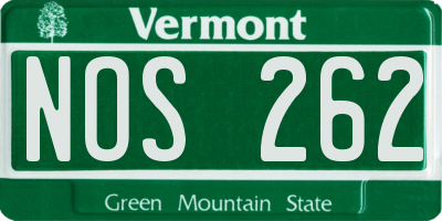 VT license plate NOS262