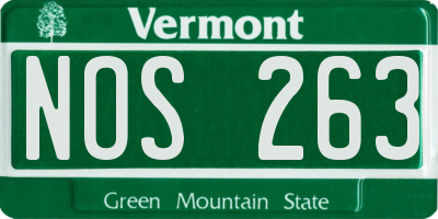 VT license plate NOS263