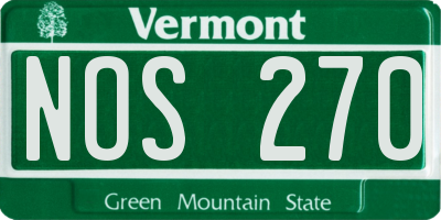 VT license plate NOS270