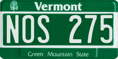 VT license plate NOS275