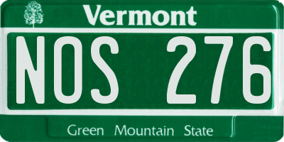 VT license plate NOS276