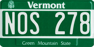 VT license plate NOS278