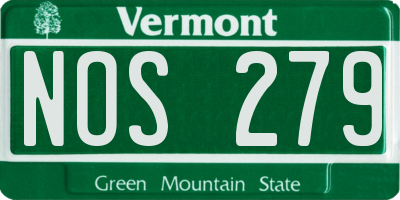 VT license plate NOS279