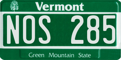 VT license plate NOS285