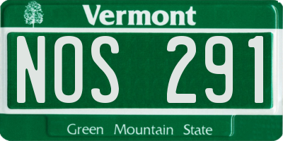 VT license plate NOS291