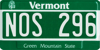 VT license plate NOS296